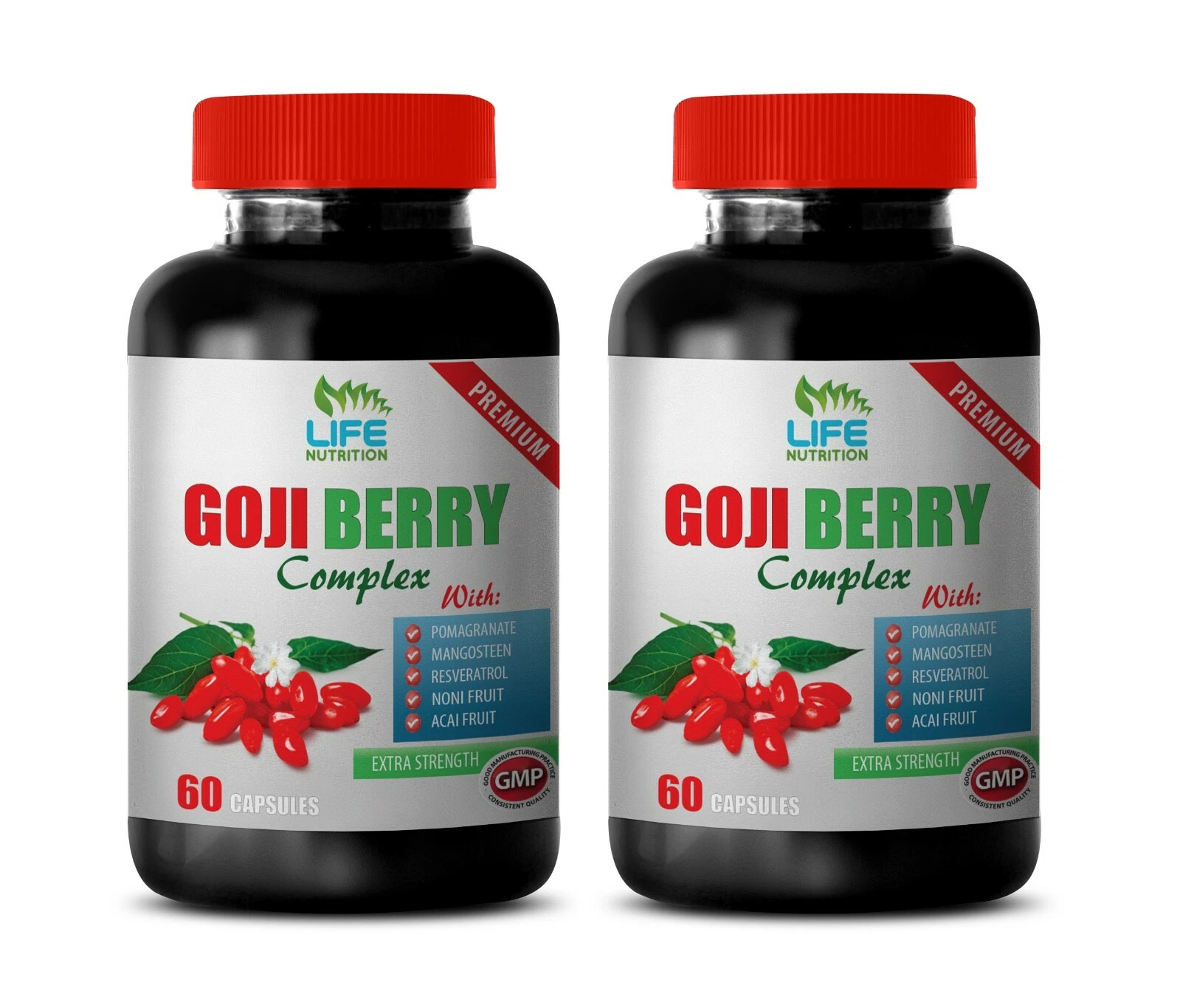 SUPREME GRADE - GOJI BERRY 300mg - BEST FAT BURNER 2 Bottle 120 Capsules
