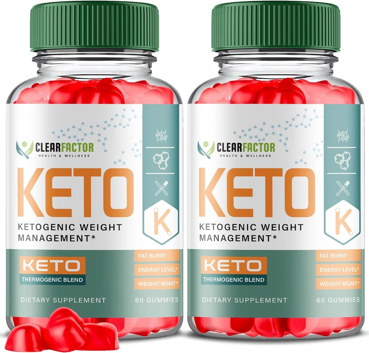 (2 Pack) Clear Factor Keto Gummies for Weight Loss and Energy (120 Gummies)