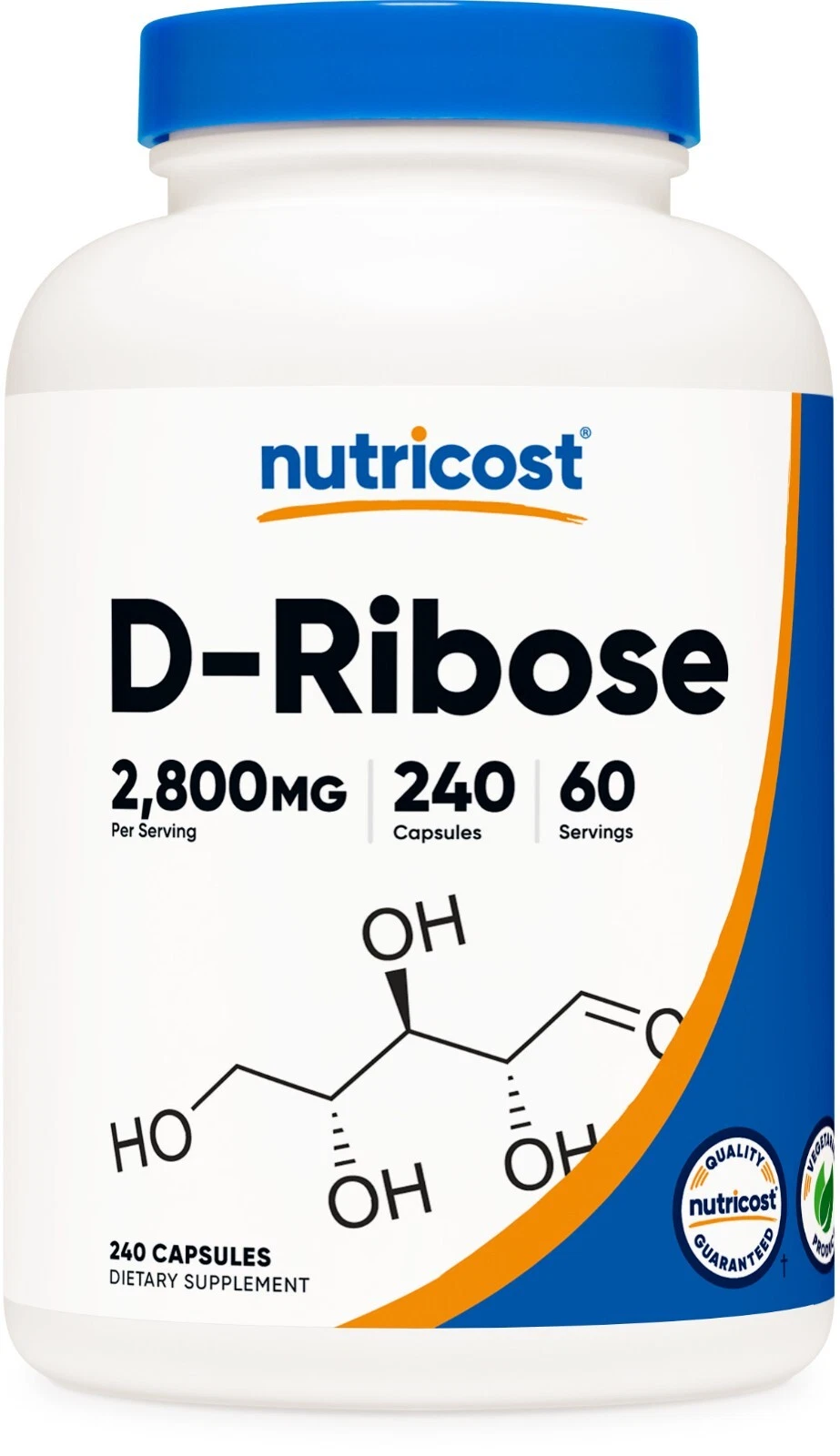 Nutricost D-Ribose 2800mg, 240 Capsules - Vegetarian Caps, Non-GMO, Gluten Free