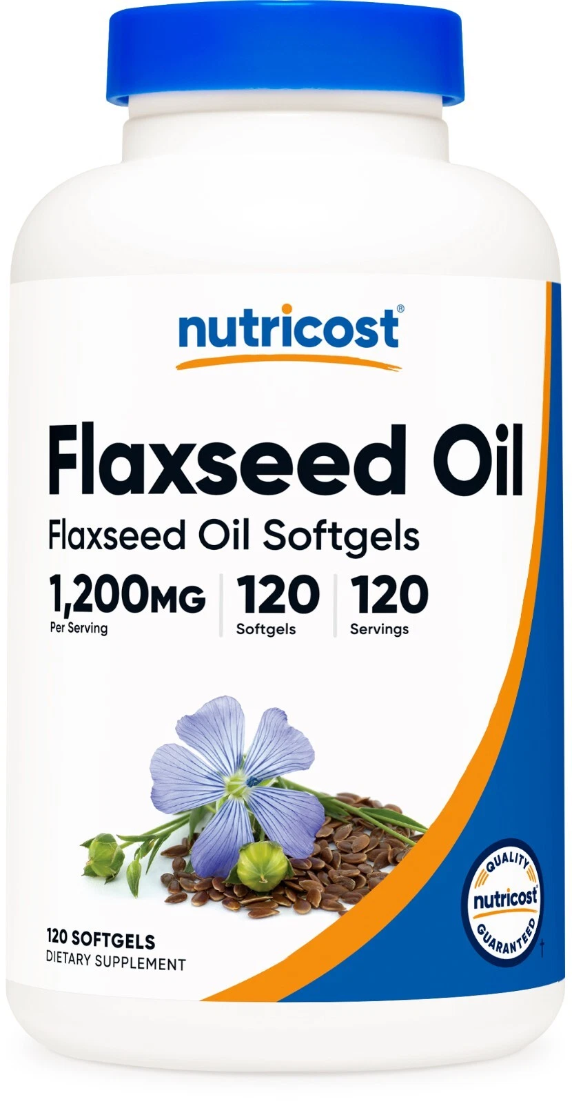 Nutricost Flaxseed Oil 120 Softgels, 1200mg per serving - GMO-Free, Gluten-Free