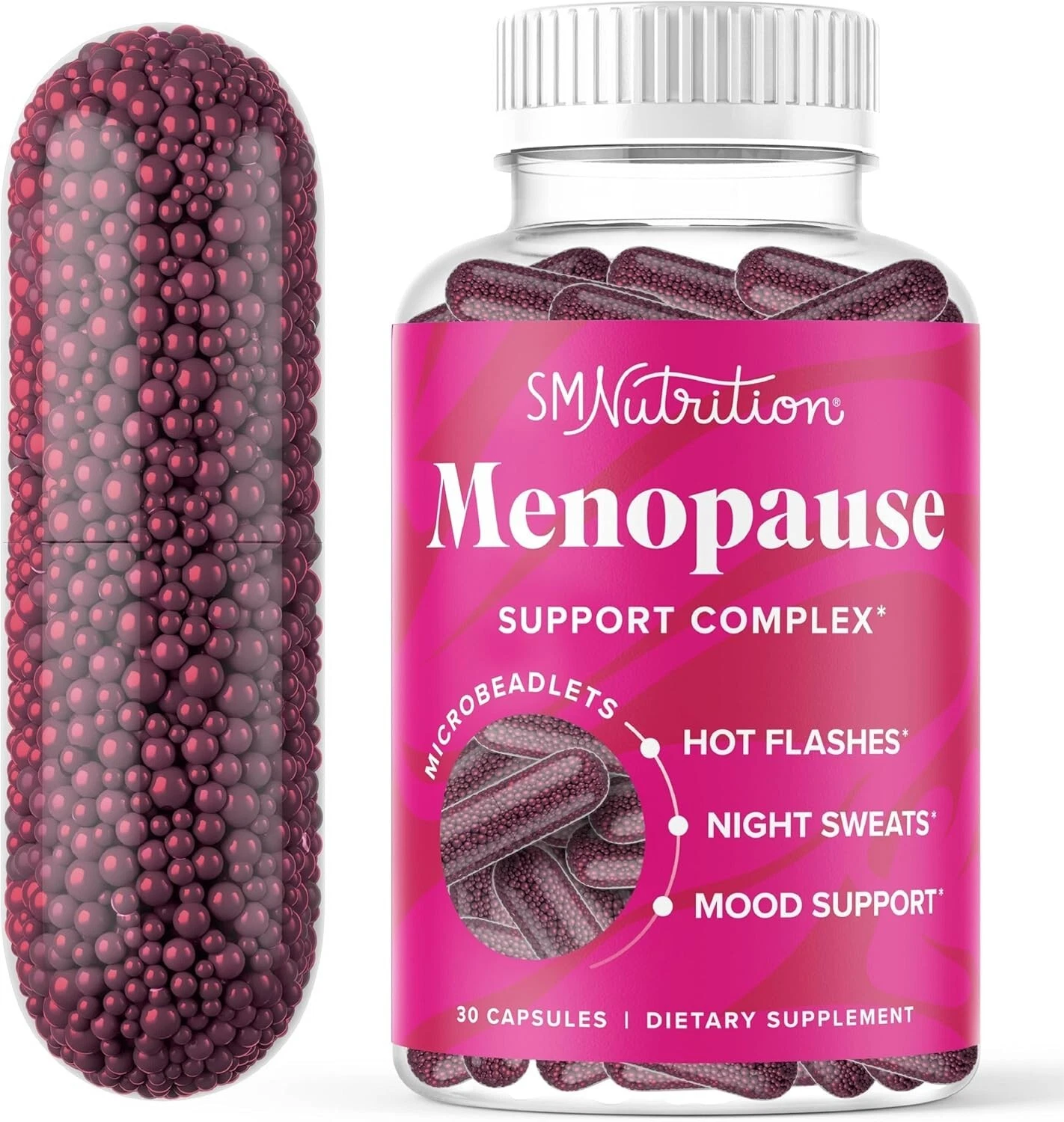 Menopause Vitamins Beadlets with Black Cohosh, Red Clover, Hot Flashes, 30 ct