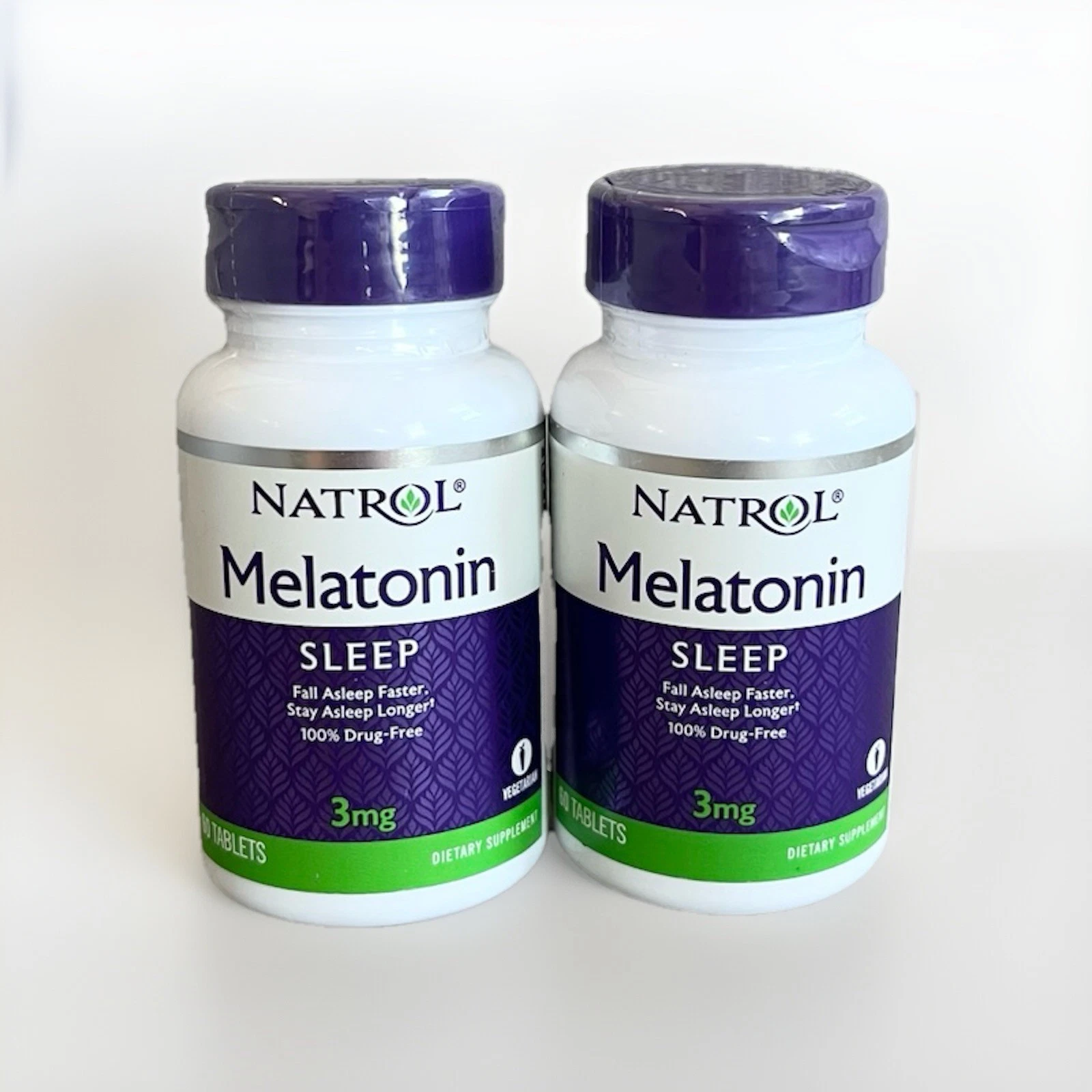 Natrol Melatonin Sleep Aid x2 bottle 3 mg tablet 60 per bottle Exp11/25