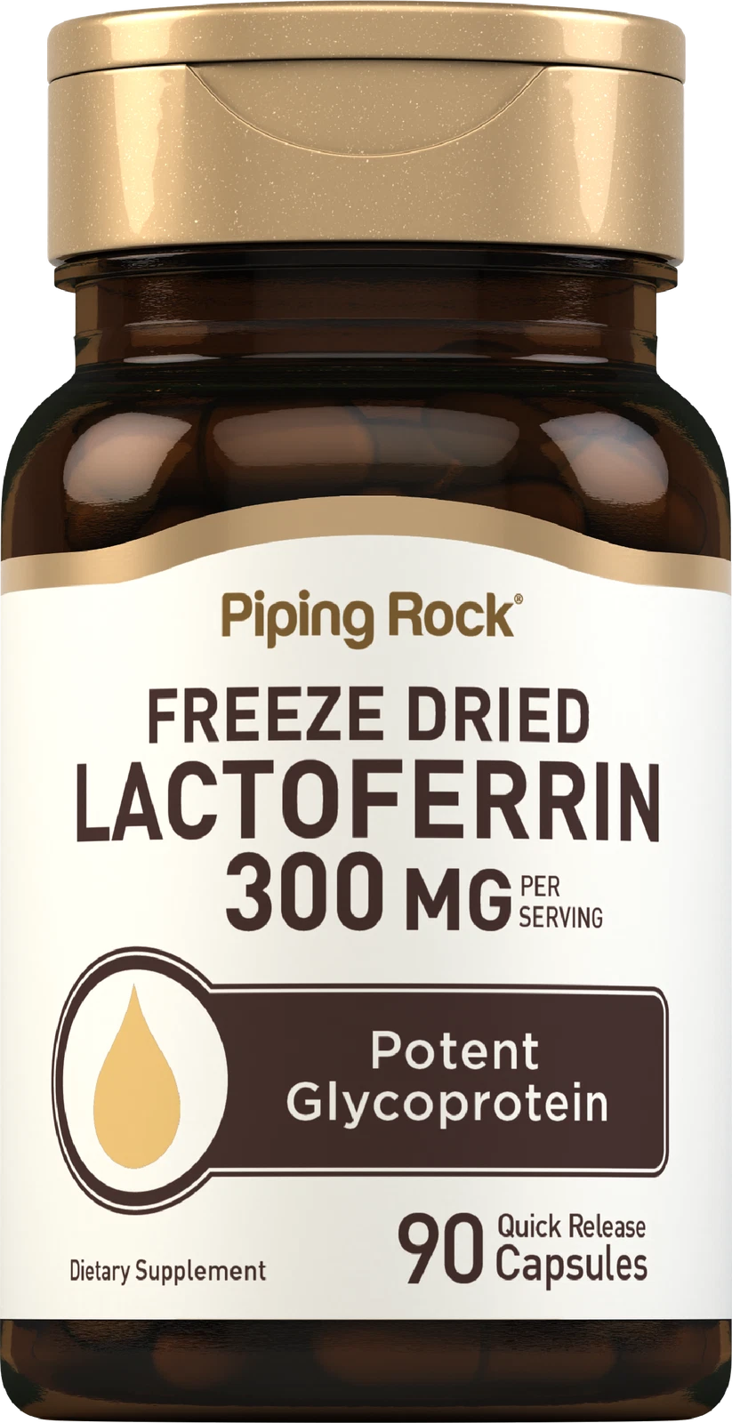 Lactoferrin Supplements | 300mg | 90 Capsules | Non-GMO | by Piping Rock