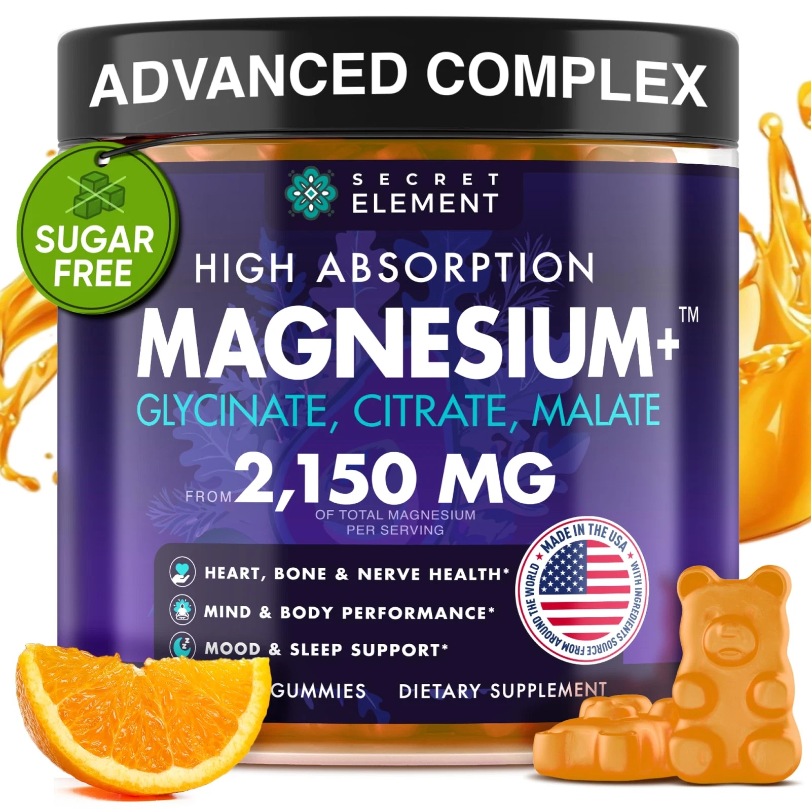 Magnesium Glycinate 2150MG Gummies for Women and Men High Absorption Magnesiu...
