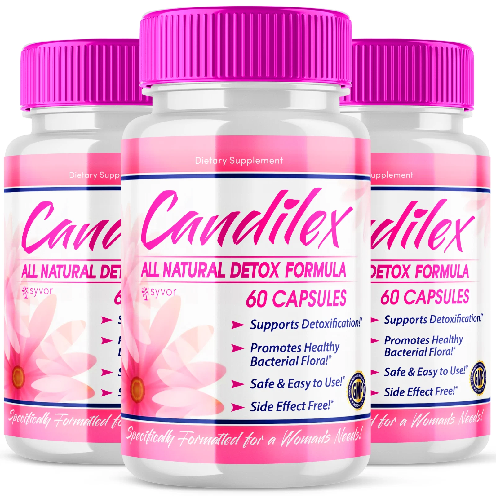 3 Pack, Candilex for Women Natual Detox Formula Vitamin Supplement, 180 Capsules
