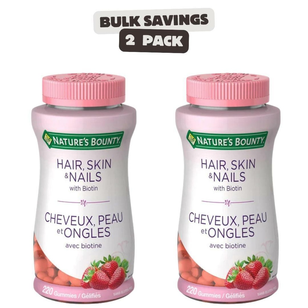 2 x Nature's Bounty Hair, Skin & Nails Gummies With Biotin