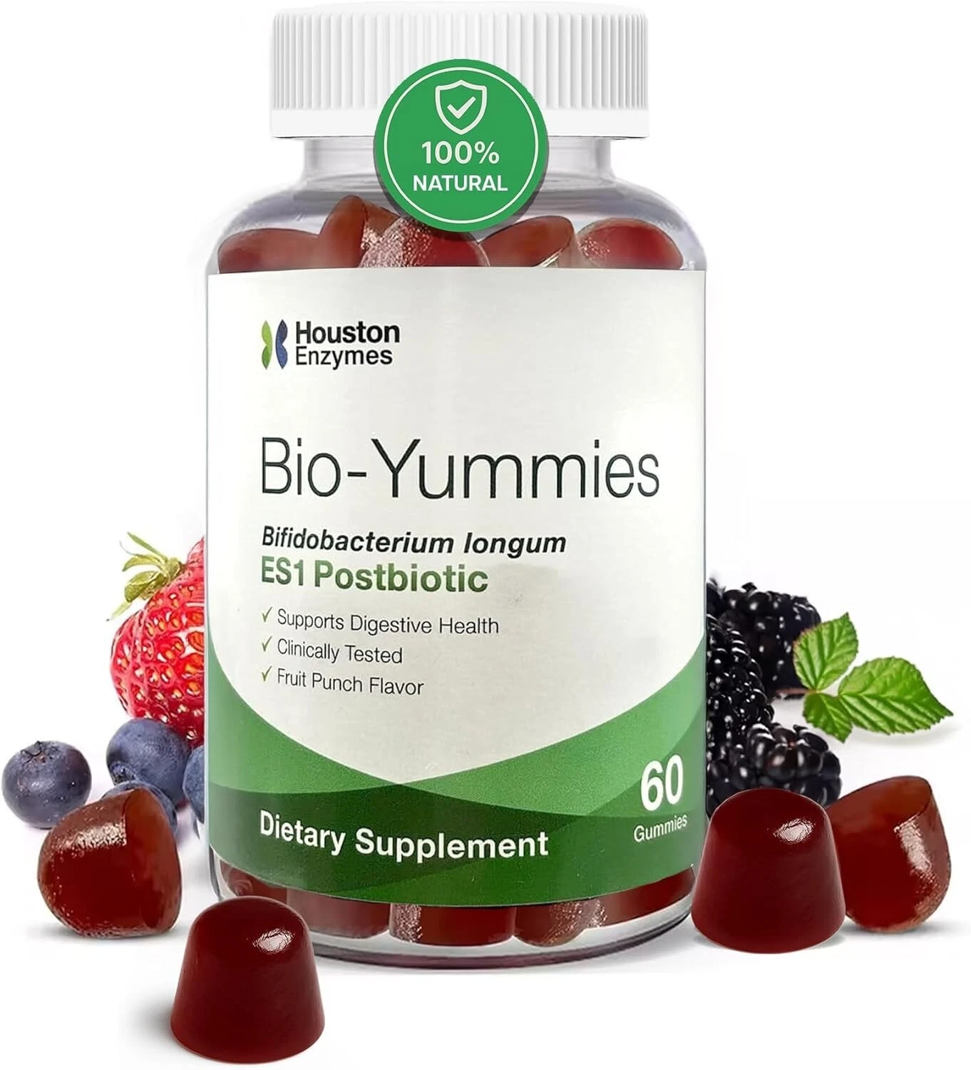 BioYummies Digestive Enzymes for Gut Health - ES1 Postbiotic - Fruit Punch 60ct