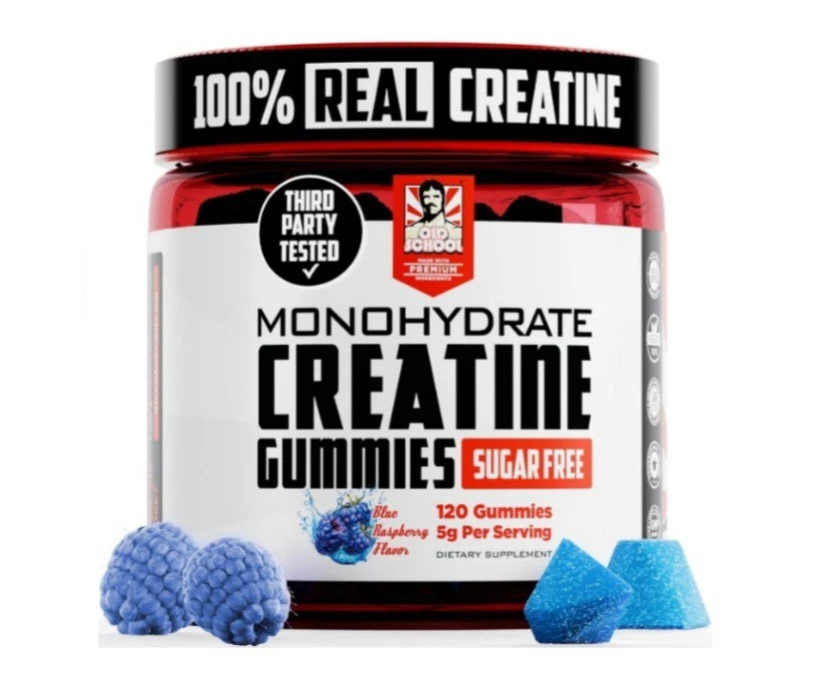 Old School Labs Creatine Monohydrate Gummies 5g Best Vegan 120ct Blue Raspberry