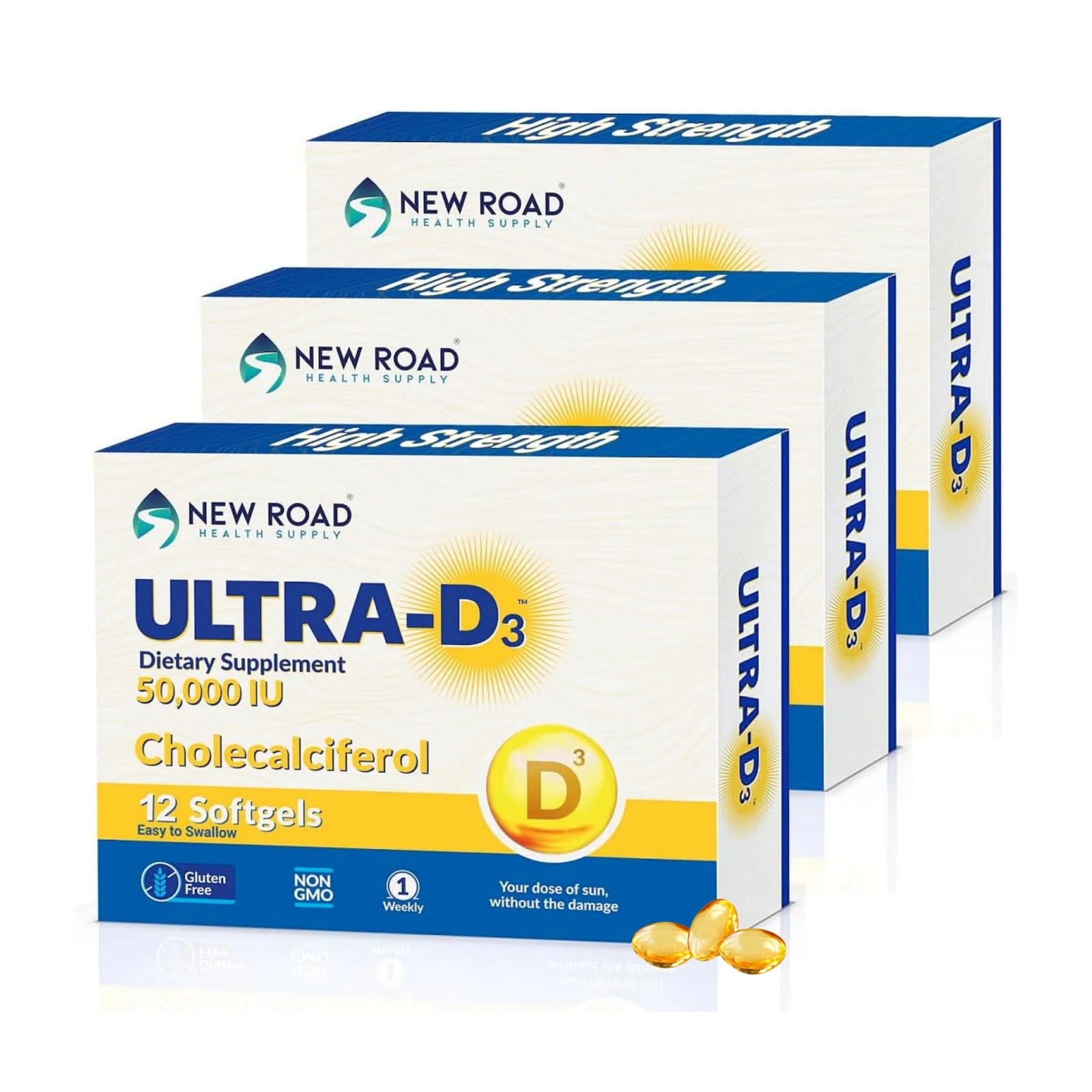 ULTRA-D3 New Road Health Supply - Vitamin D 50000 IU Once Weekly Dose Easy to...