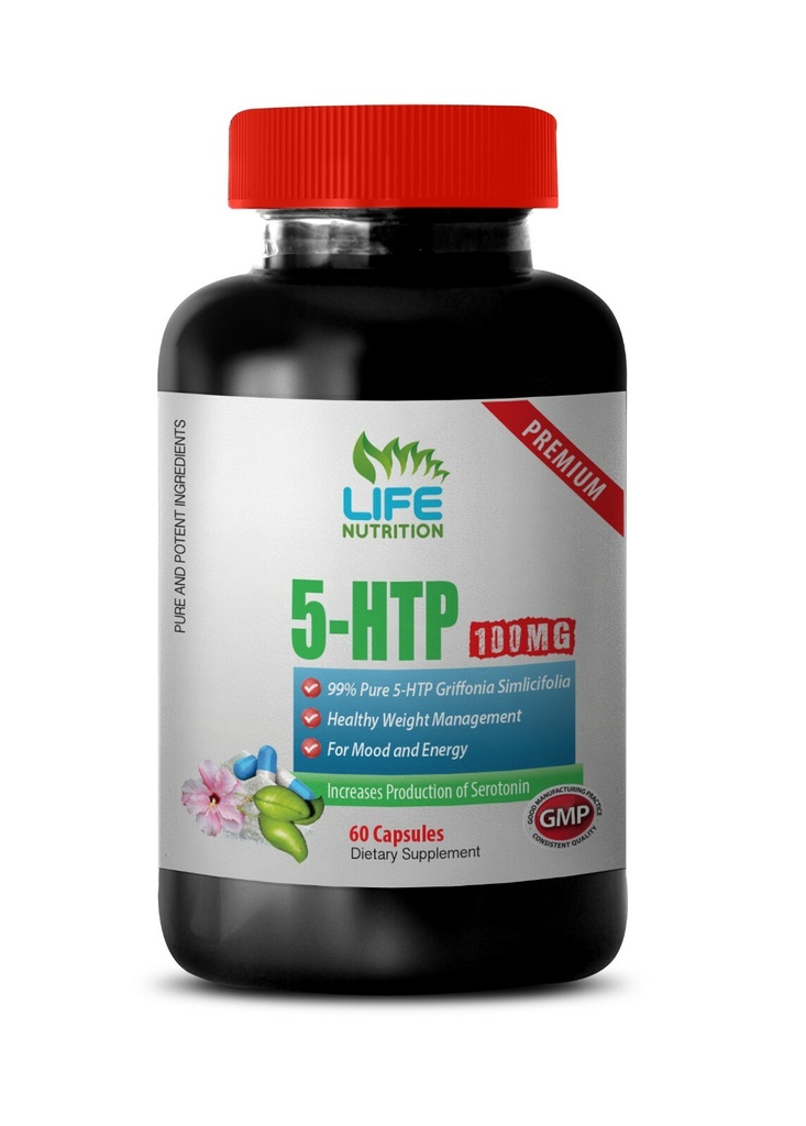 reduce migraines - 99% PURE 5-HTP 100mg - natural antidepressant 1 Bottle