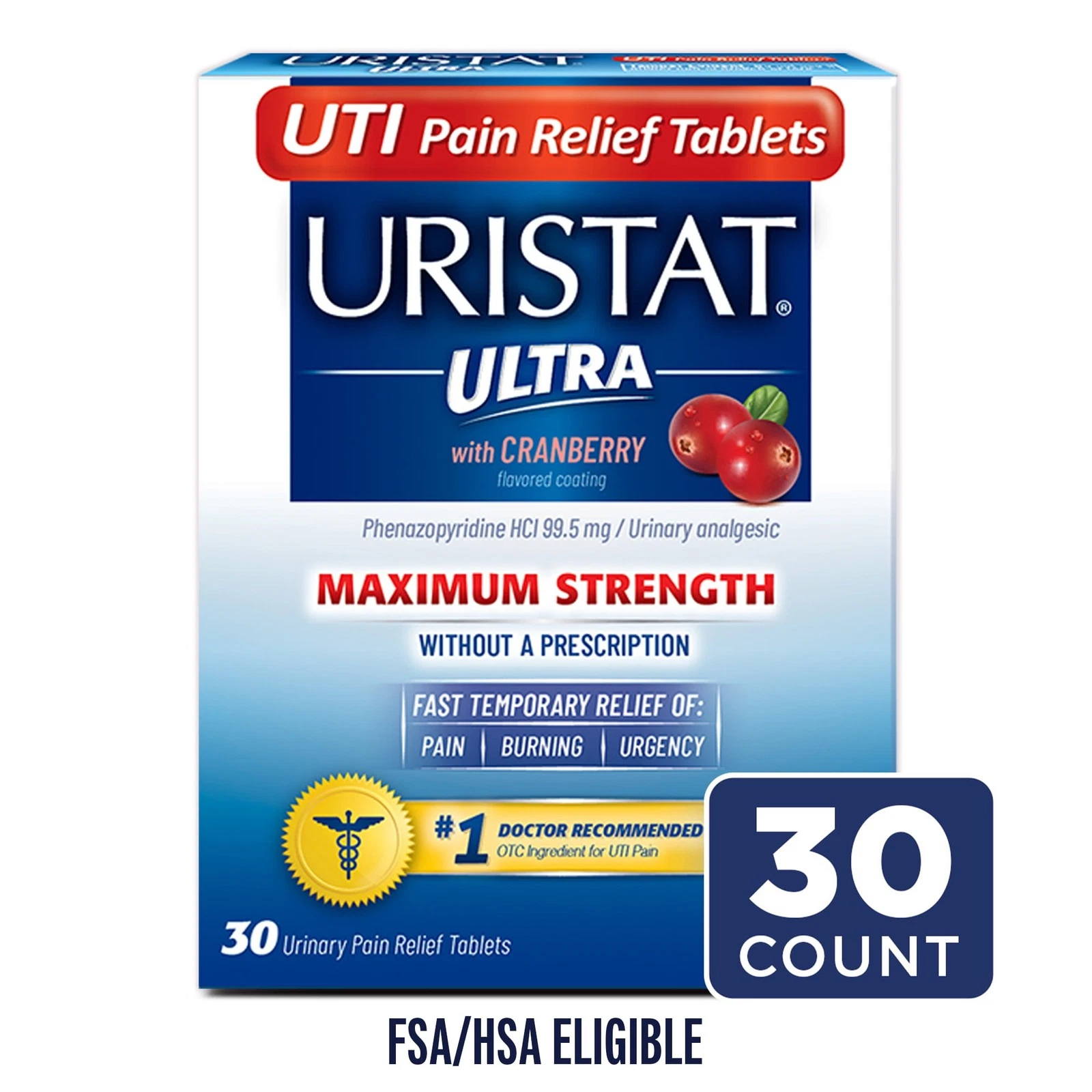 Uristat Ultra UTI Pain Relief Tablets 30ct 363736111540