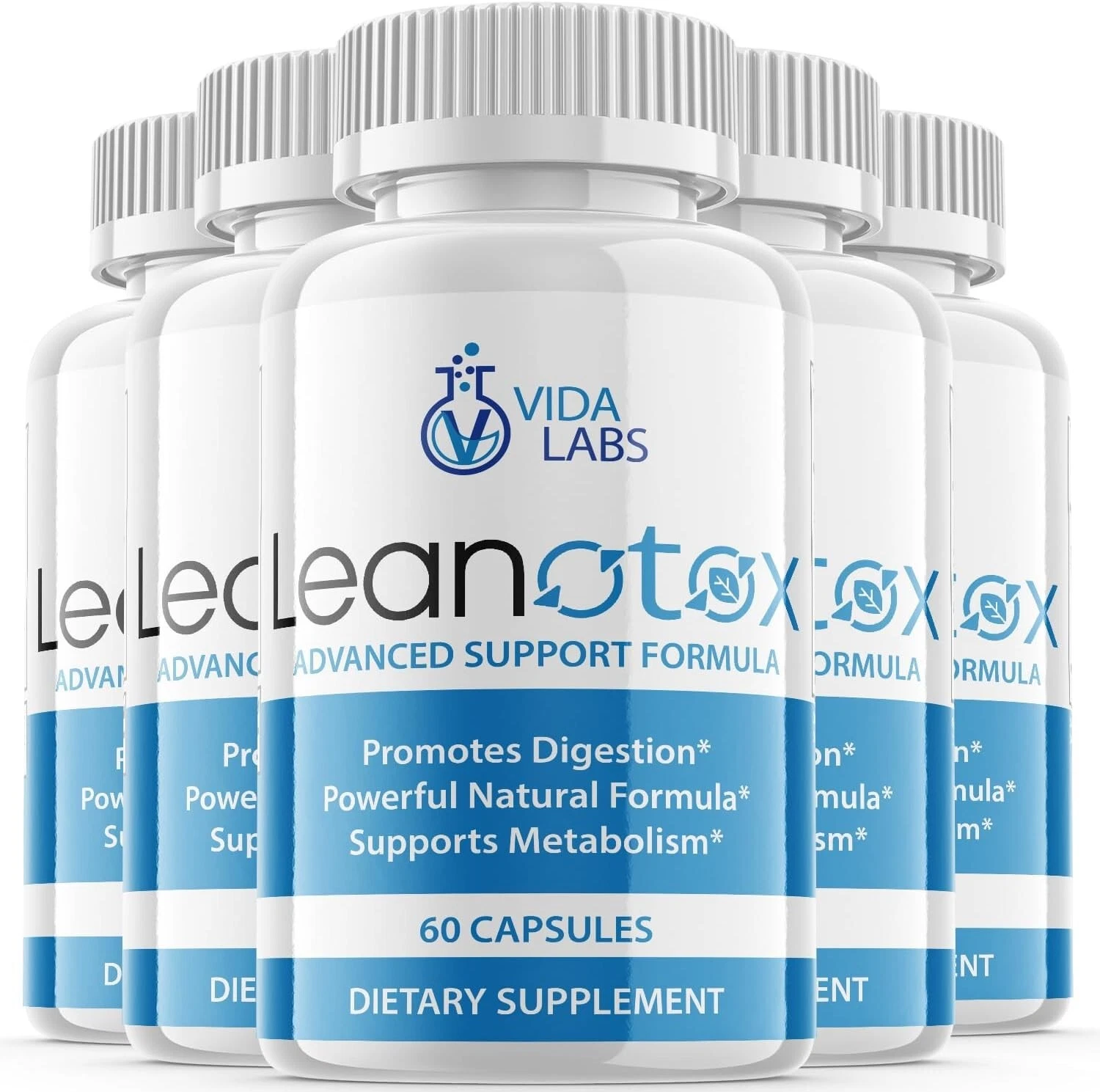 5 Pack - Leanotox Supplement Pills, Support Metabolism, Digestion (300 Capsules)