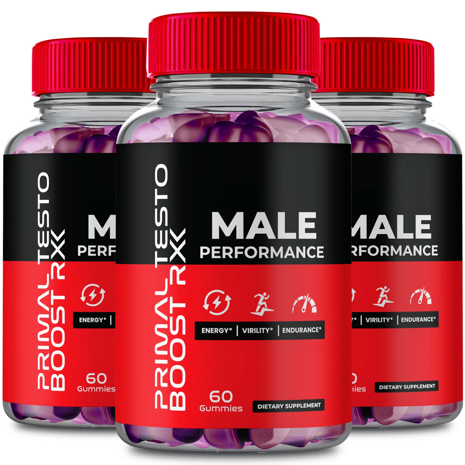 (3 Pack) Primal Testo Boost RX Male Gummies, Energy & Vitality Gummy