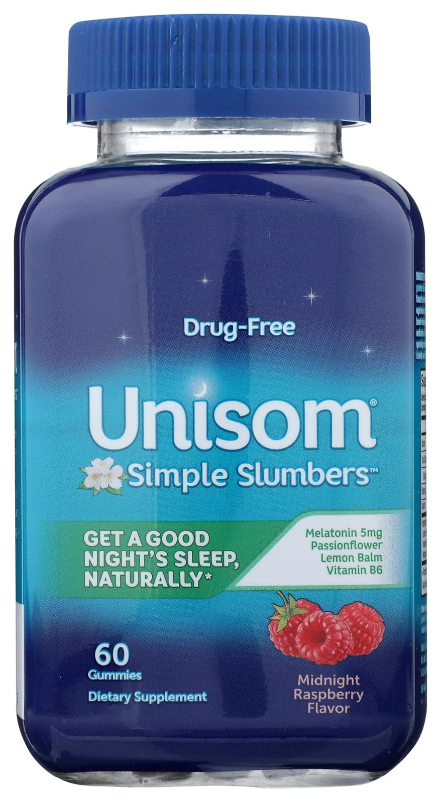 Unisom Simple Slumbers 60 Gummies-3 Pack Melatonin 5mg Midnight Raspberry