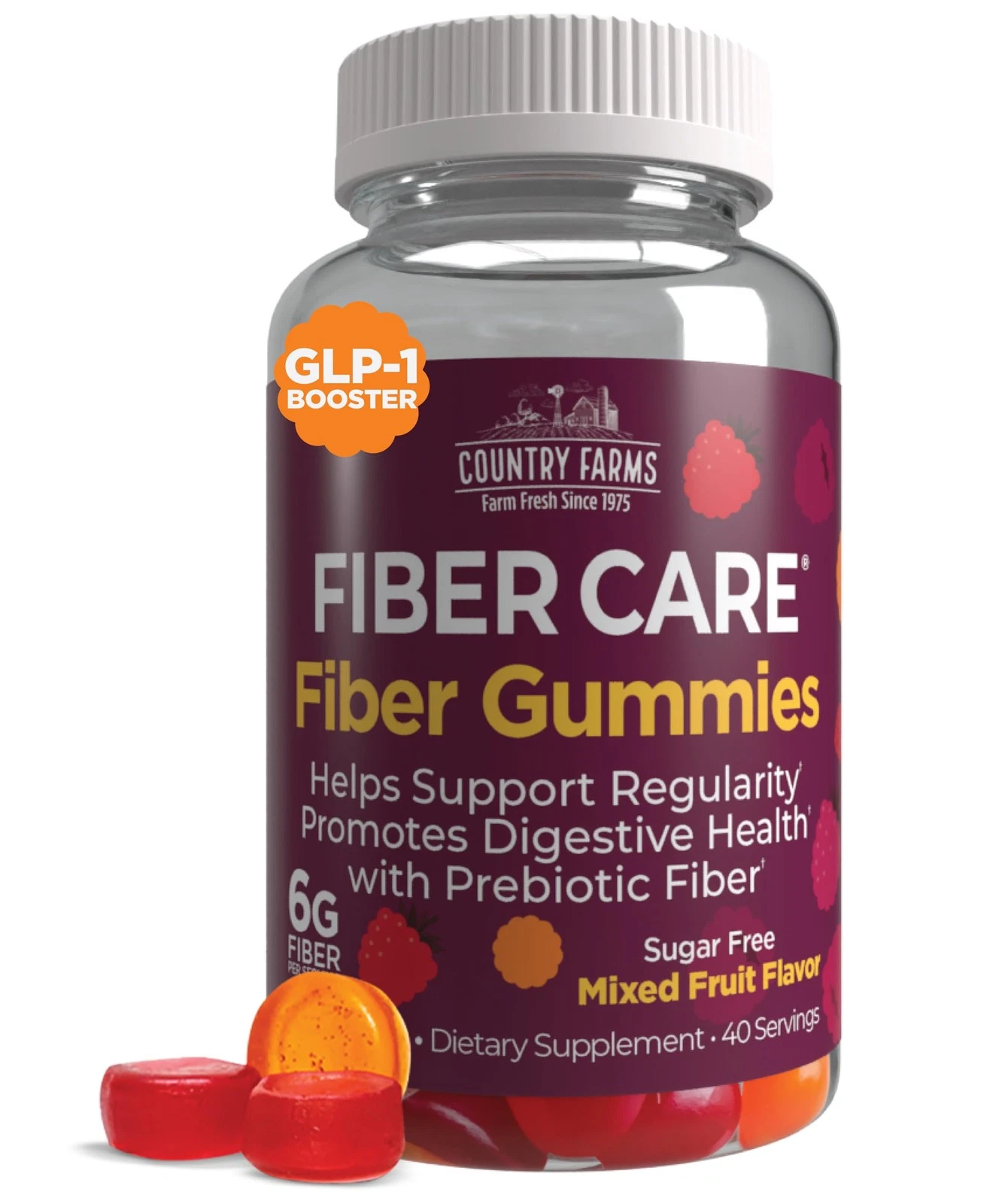 Fiber Care Prebiotic Gummies, 6g of Fiber Per Serving, FOS from Beets, Digest...