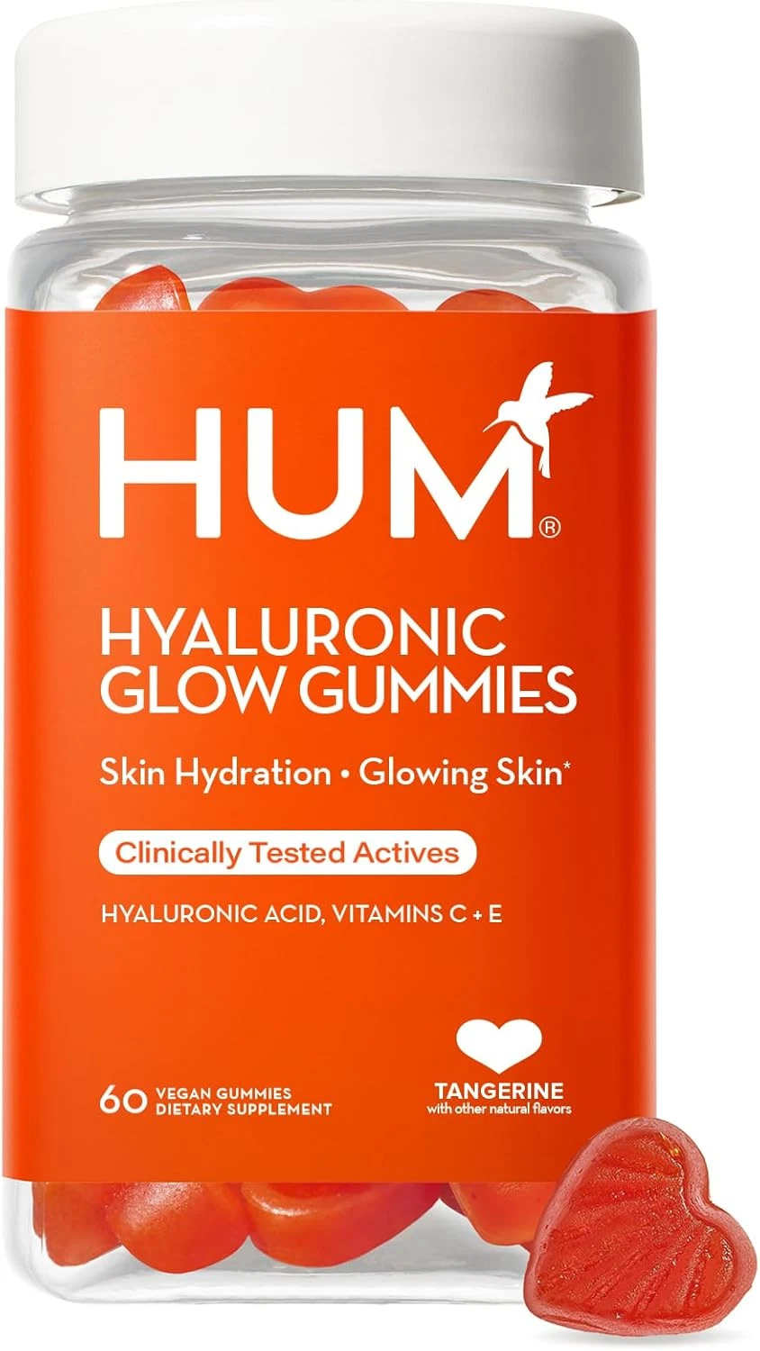 HUM Hyaluronic Glow Gummies - Hydrating Skin Supplement - 60 Count Expires 02/27