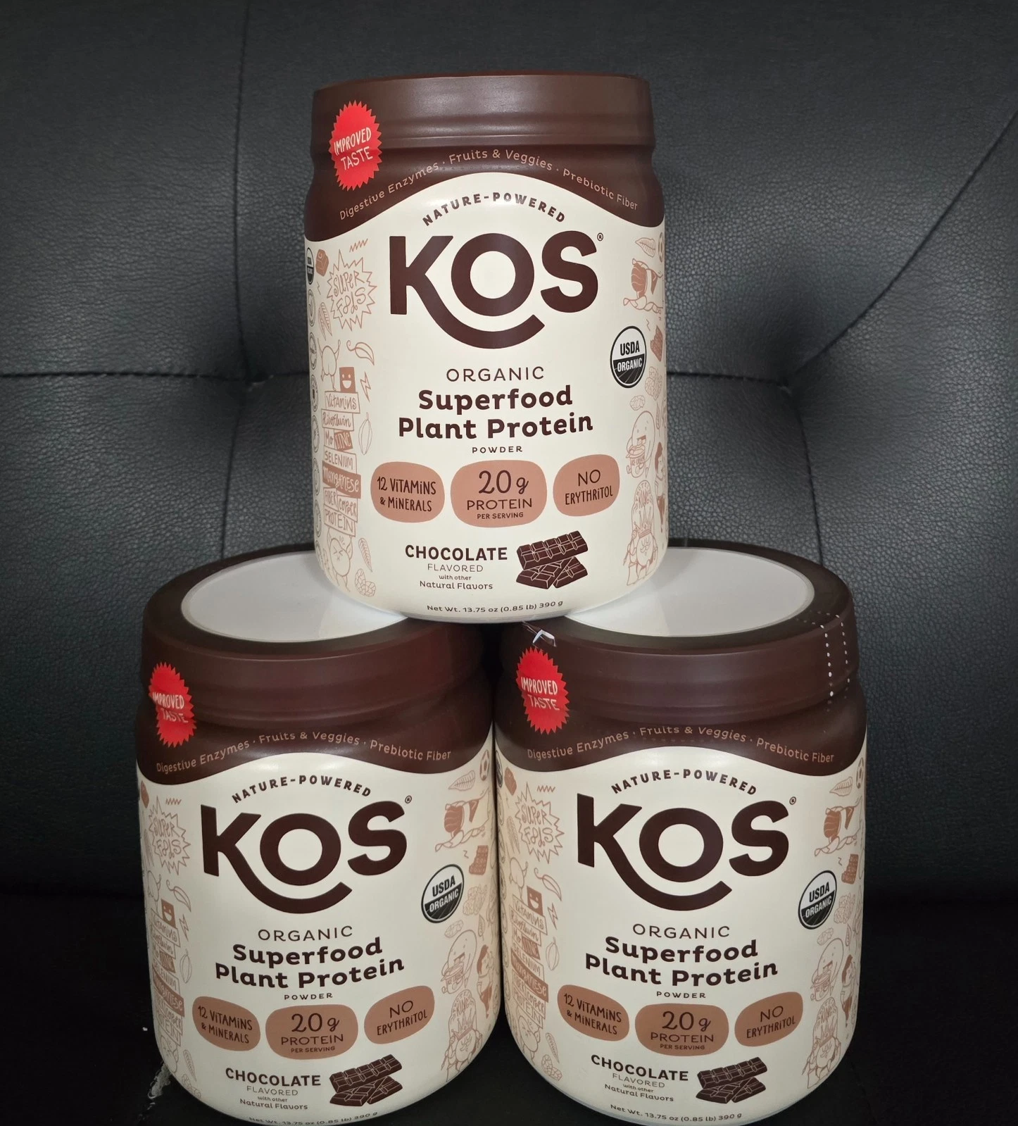 Three Kos Organic Chocolate Plant Protein Powder 10 Servings | Exp 10/2025