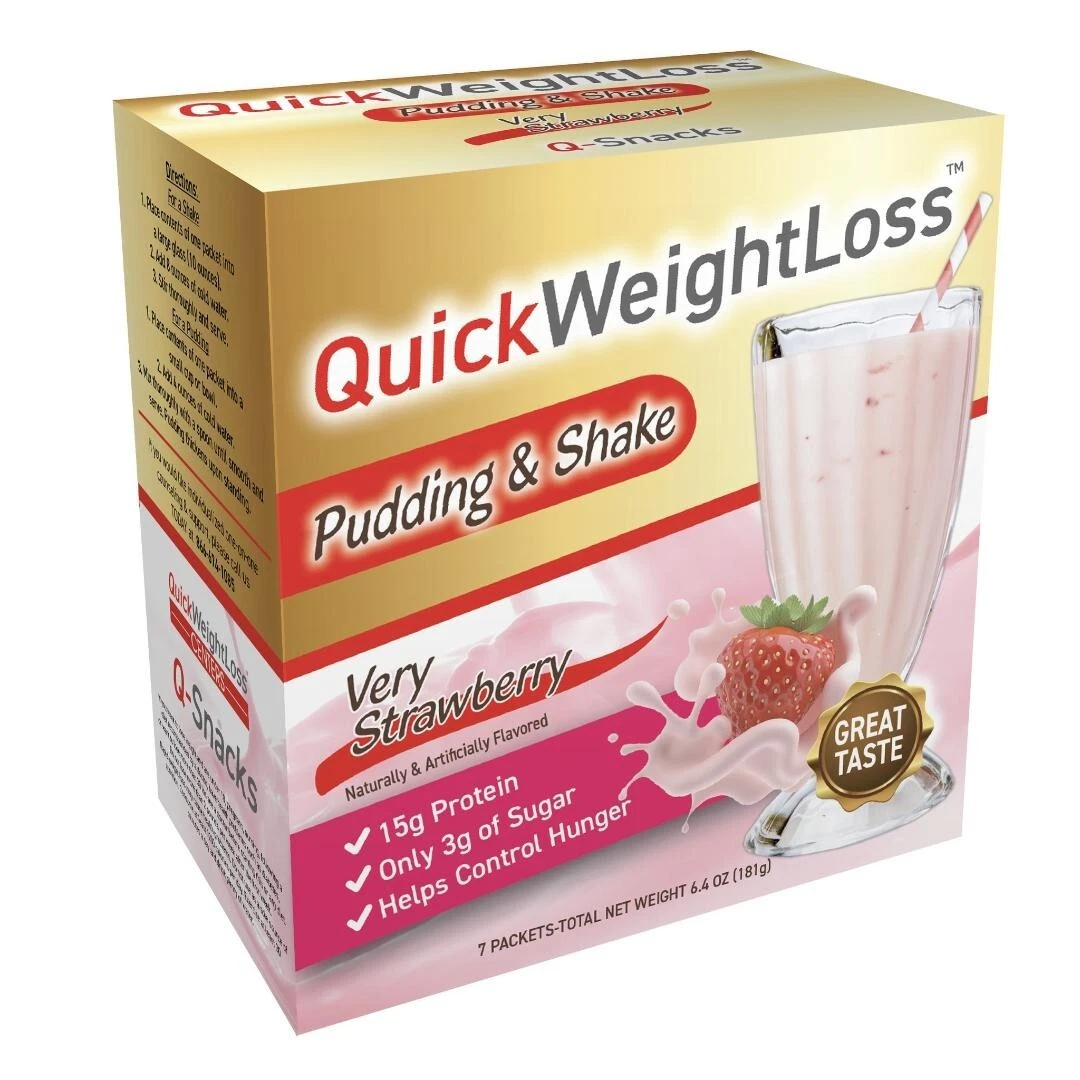 QWL Very Strawberry Pudding Shake - Meal Replacement- 15g Protein, Low Cal-7ct.