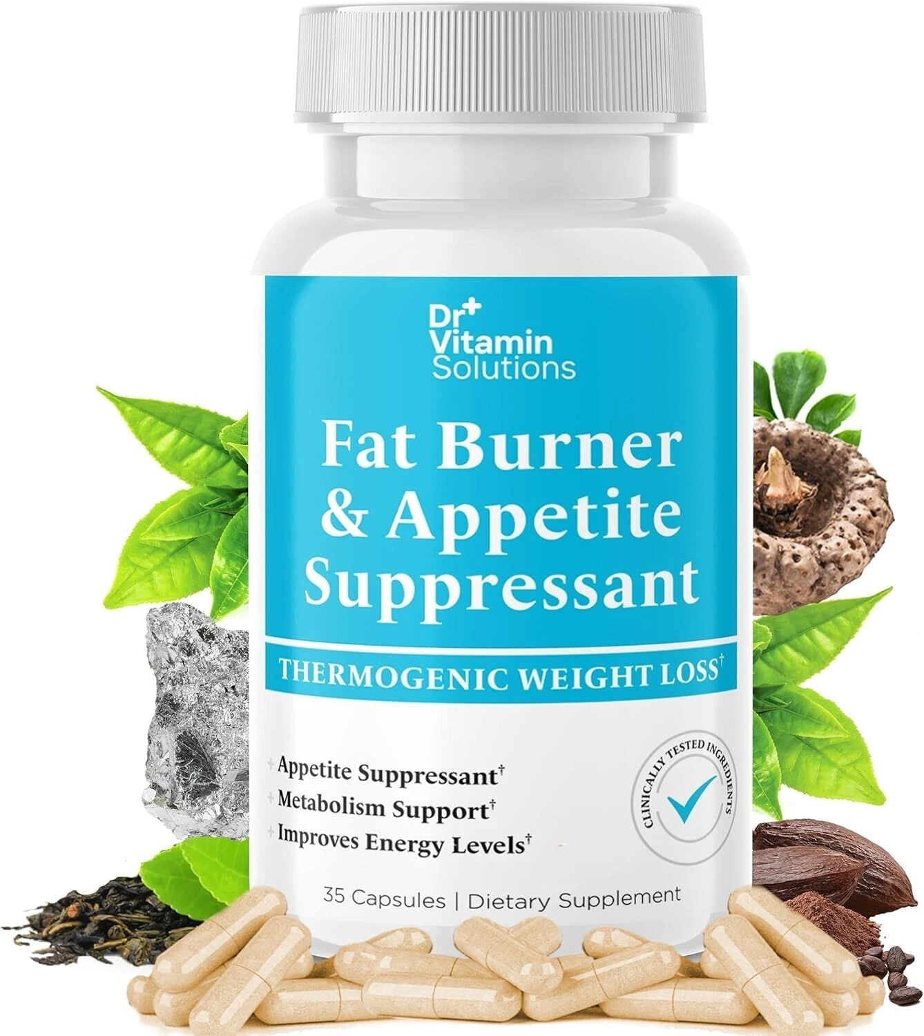 DR VITAMIN SOLUTIONS Fat Burner for Women & Men - Appetite Suppressant 35 Capsul