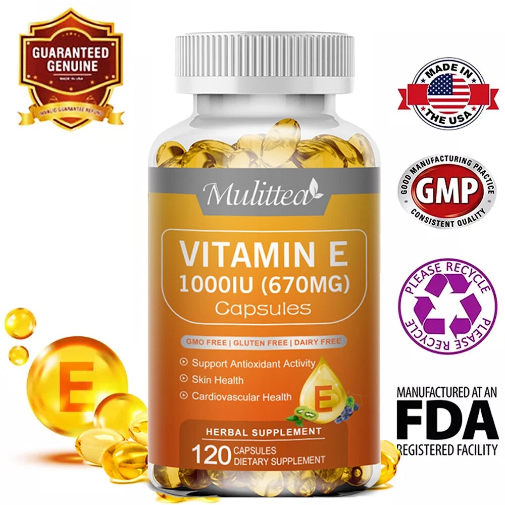 670mg Vitamin E 1000 IU - 240 Softgel Capsules Anti-aging