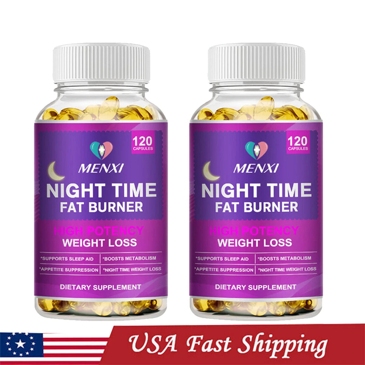 Night Time Fat Burner 120 Pills Weight Loss Appetite Suppressant Sleep Aid Diet