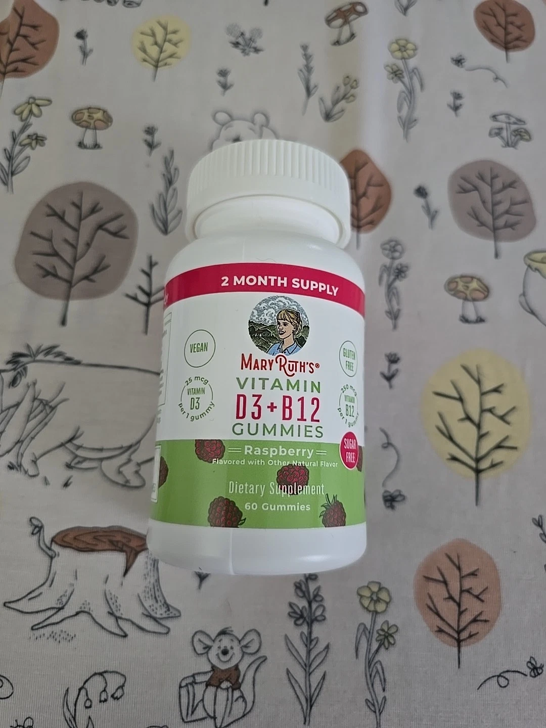 Vitamin D3 + B12 Gummies, Pectin Based, Raspberry, 60 Gummies