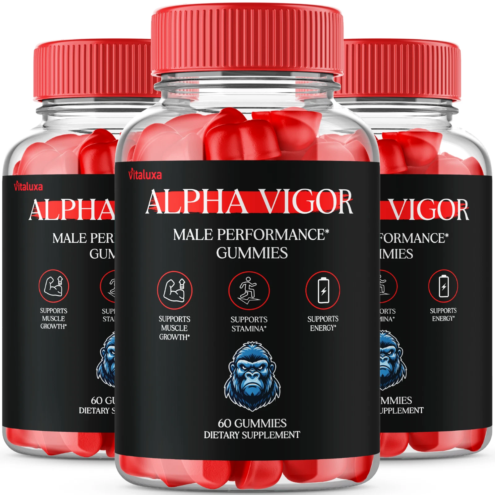 (3 Pack) Alpha Vigor for Men, Extra Strength Performance Gummies (180 Capsules)