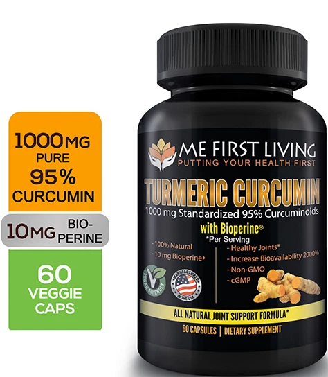 Me First Living Standardized Turmeric 1000 mg 95% Curcuminoids, 10 mg Bioperine