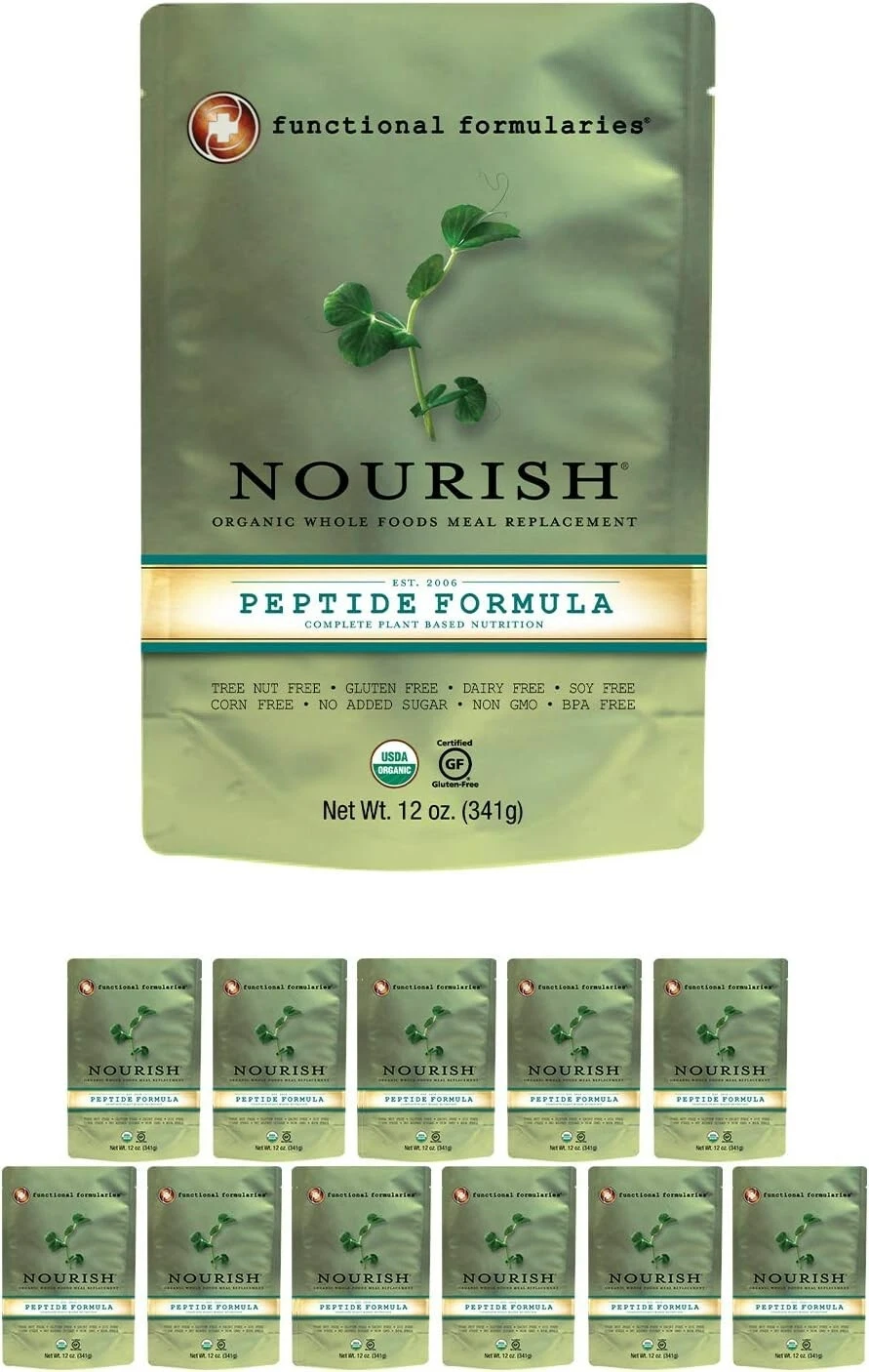 (12) Functional Formularies Nourish Peptide Organic Whole Foods Meal Replacement