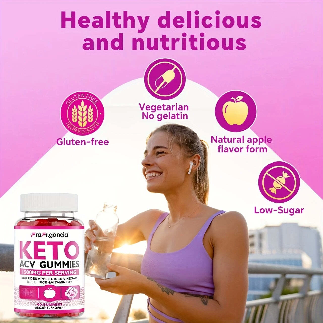 Keto ACV Gummies - Apple Cider Vinegar Gummies, Vegan, Supports Ketogenic Diet