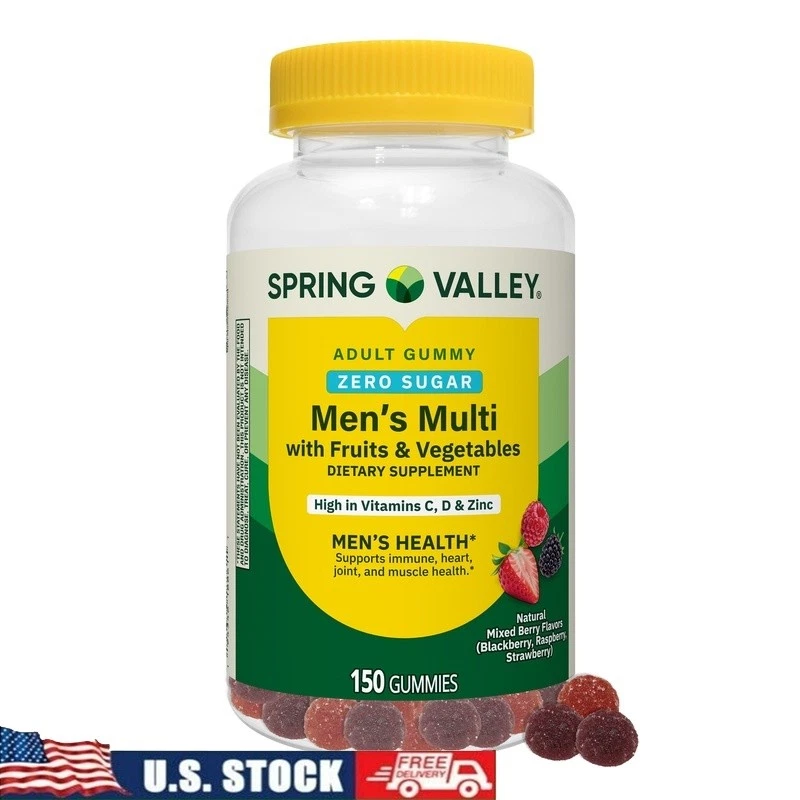 Zero Sugar Men's Multi Gummies 150ct Immune Heart Support Berry Flavor New
