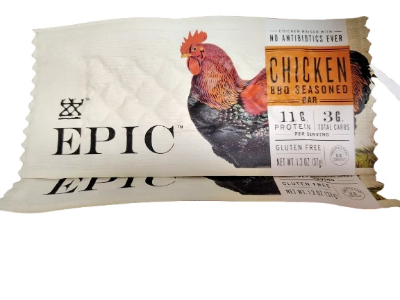 EPIC BBQ Seasoned Chicken Bars, 1.3oz, GF/KETO, BB 10/25, Lot of 30 Bars