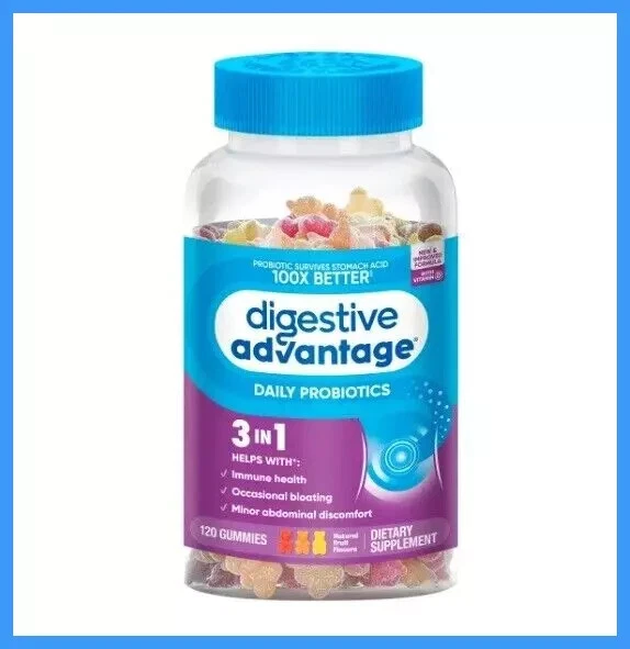 Schiff Digestive Advantage Probiotic Gummies 120 Count 1 Billion CFU Vitamin D