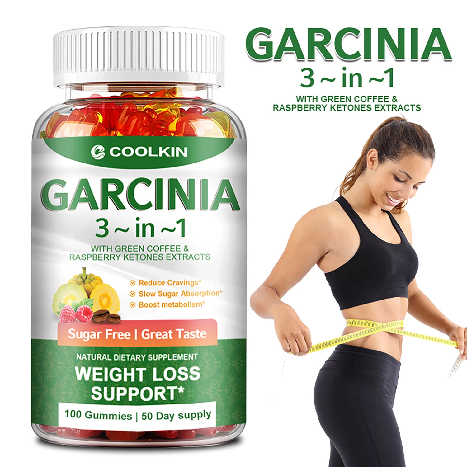 Garcinia Gummies-Green Coffee, Raspberry Ketones-Natural Weight Loss,Fat Burning
