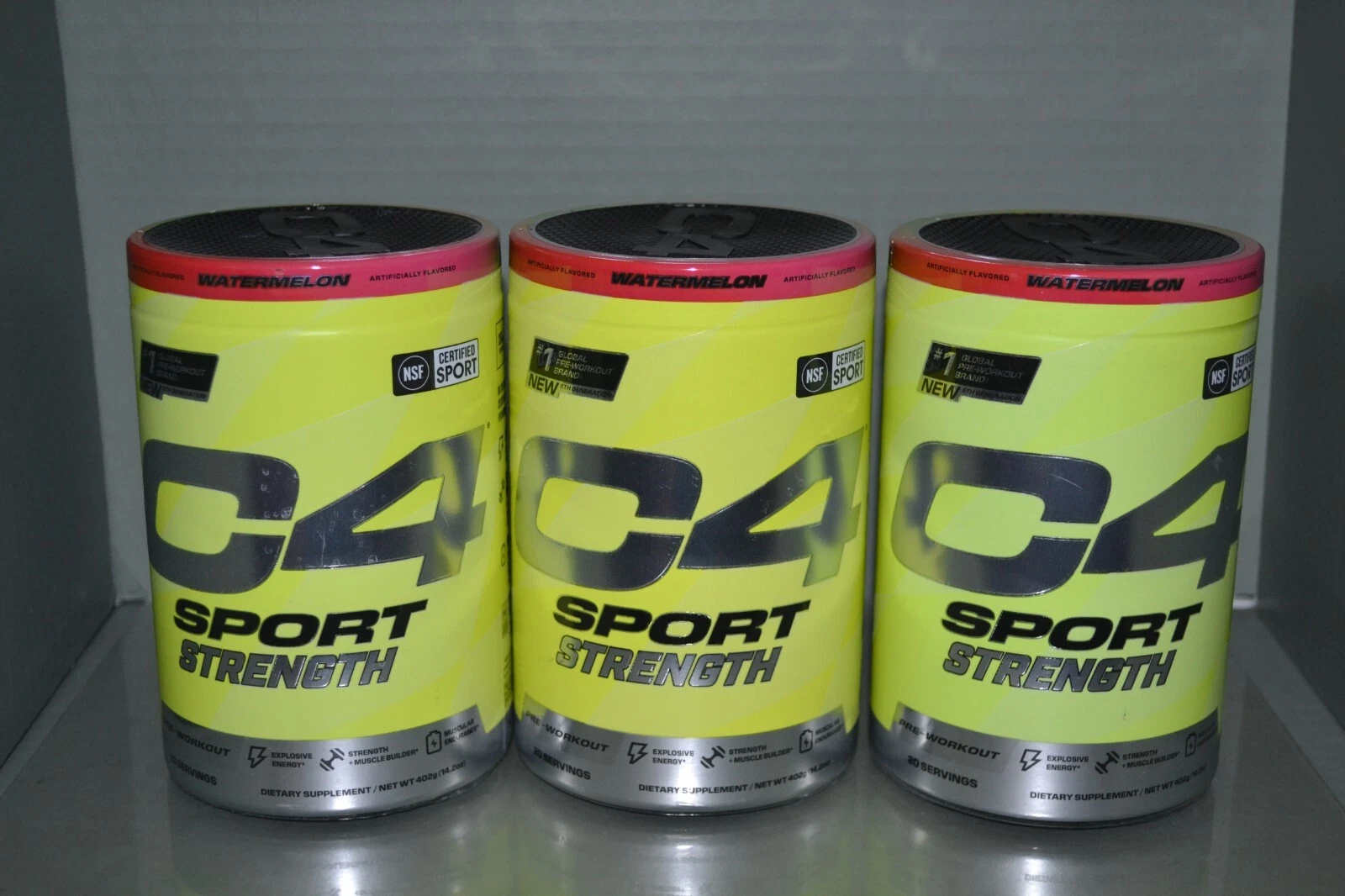 (3) Cellucor C4 Sport Strength Pre-Workout-Watermelon 14.2 oz Best By 01/2026
