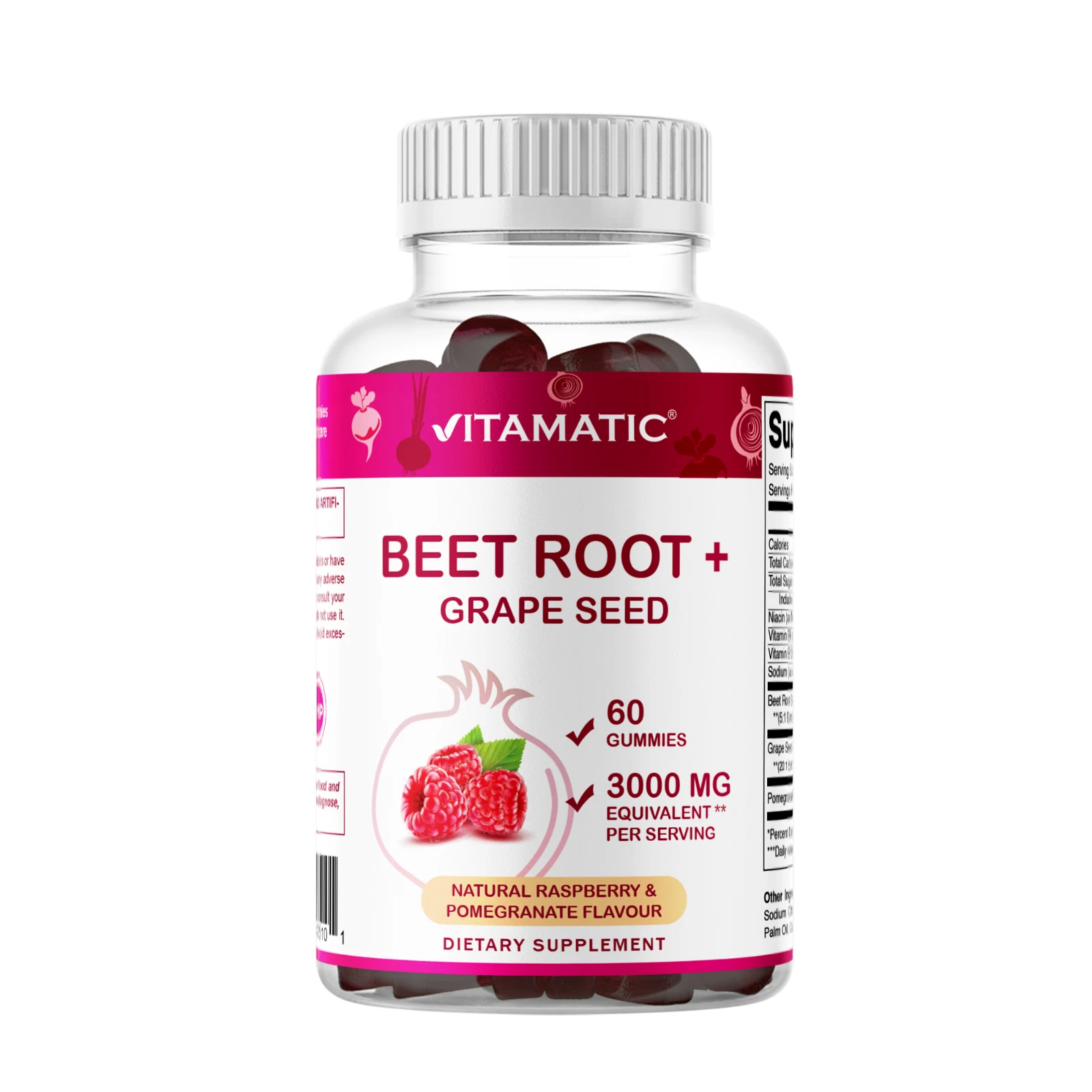 Vitamatic Beet Root Gummies 3000 mg Equivalent Per Serving - 60 Gummies