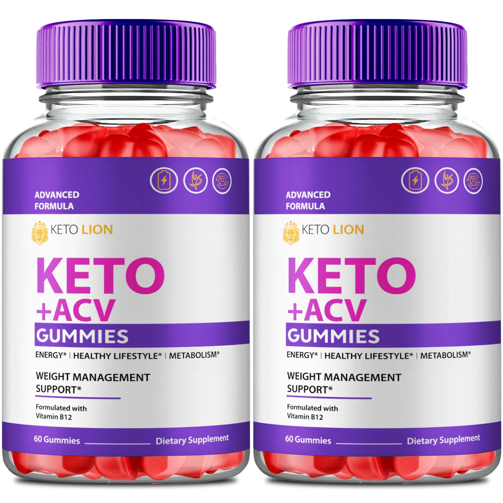 (2 Pack) Keto Lion Keto + ACV Gummies, KetoLion Advanced Weight Loss Gummy