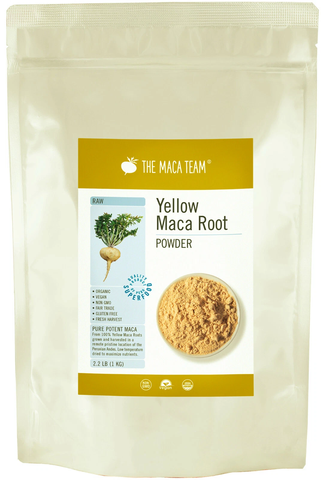 Raw Organic Peruvian Maca Root Powder - Fresh Harvest, GMO-Free, Fair Trade