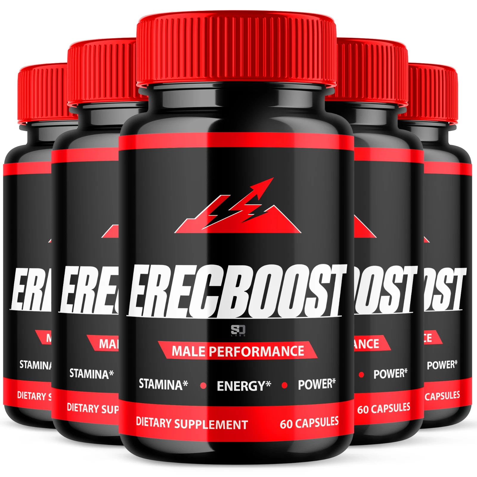 (5 Pack) Erecboost Pills - Enhances Energy, Vitality & Stamina - 300 Capsules