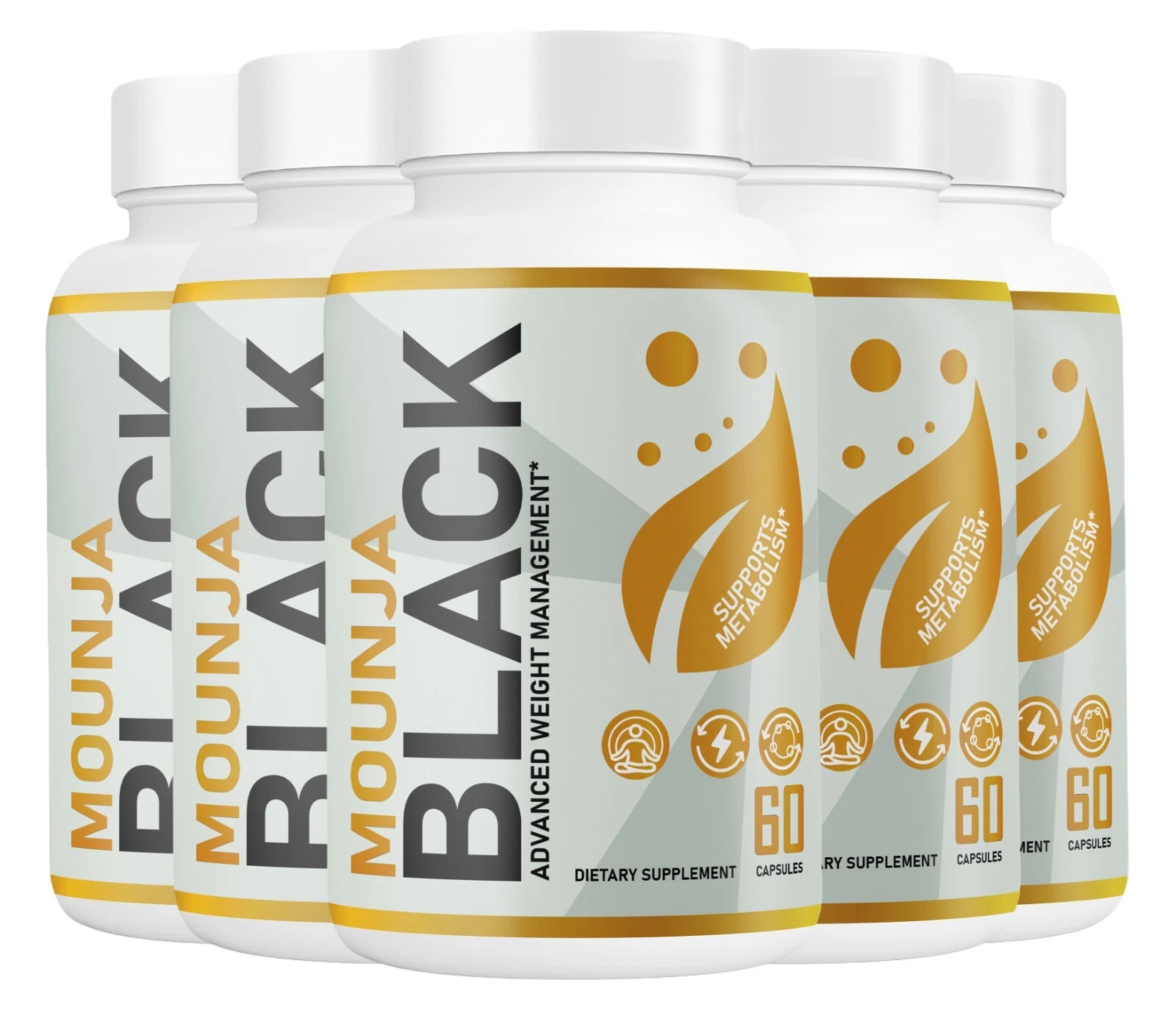 (5 Pack) Mounja Black Capsules for Weight loss, Advanced Fat-Burning Formula