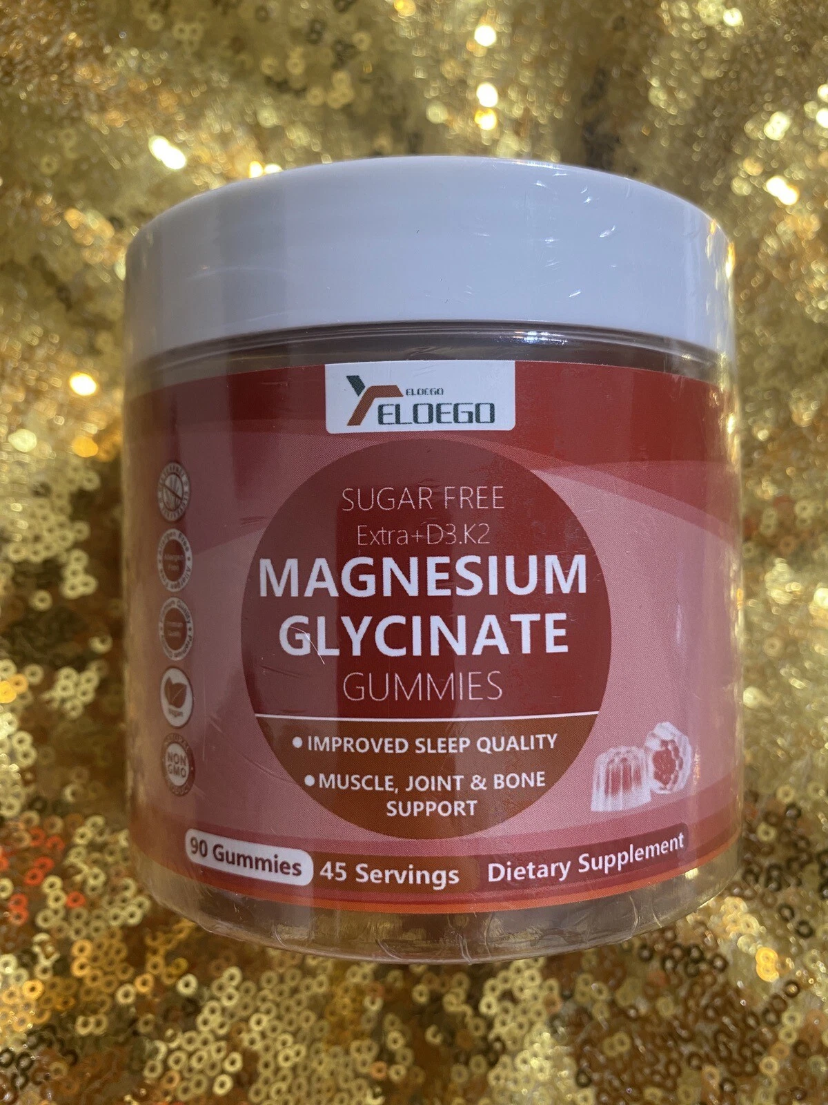 Magnesium Glycinate 600 mg Gummies Sugar Free Muscle, Joint & Bone 90 Gummies