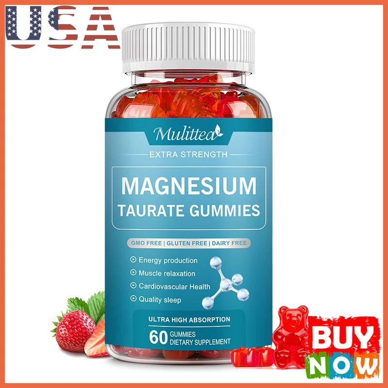 Magnesium Taurate Gummies Support Cardiovascular Health Muscle Relaxation 60Pcs