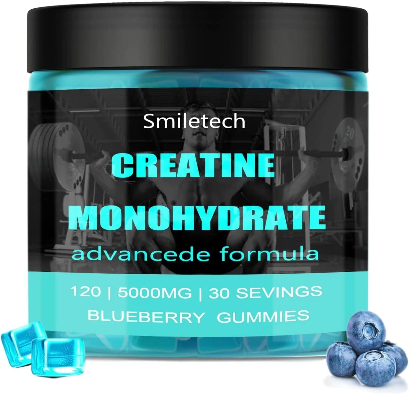 Creatine Monohydrate 5g Blueberry Gummy Workout Supplement 120 Gummies Smiletech