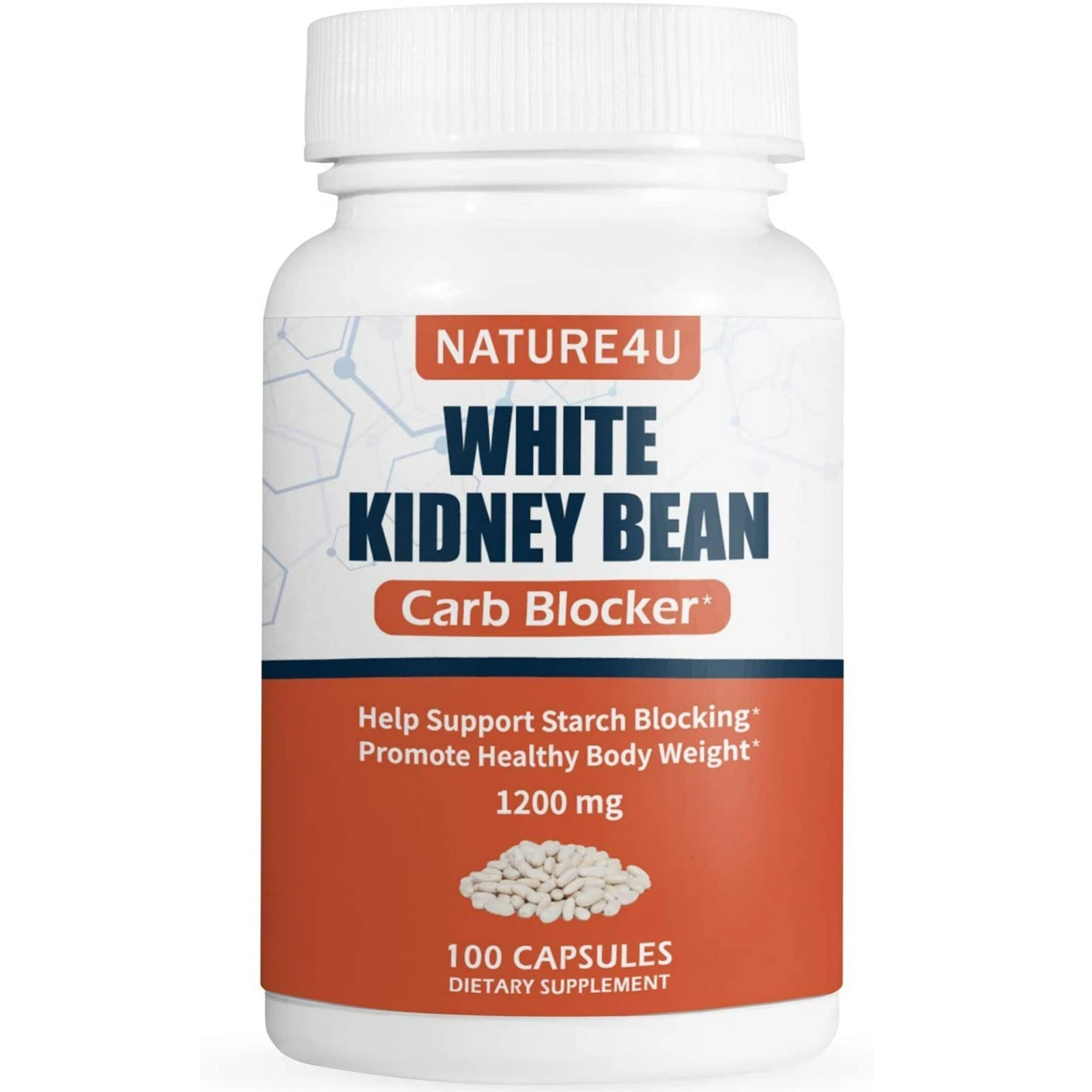 Nature4U White Kidney Bean Extract 1200mg, 100 Capsule, Nature Carb Blocker Keto