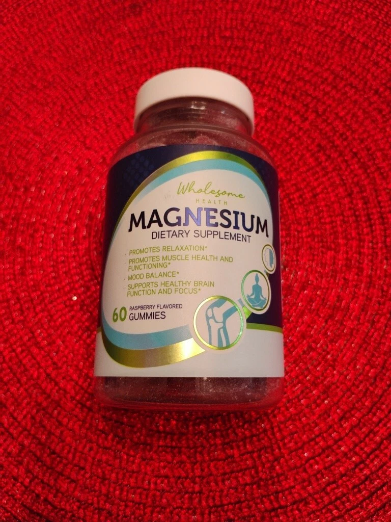 Wholesome Health Magnesium Dietary Gummies Raspberry Flavor Fast Free Shipping