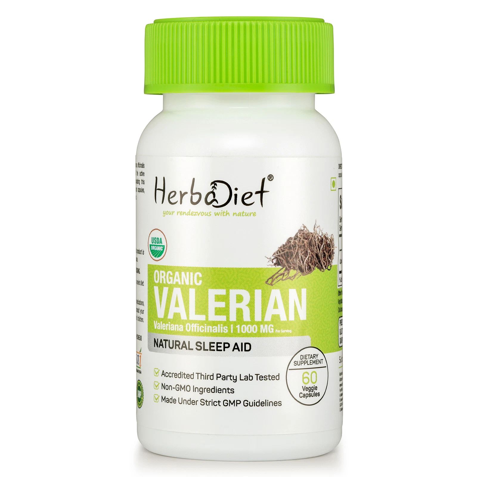 Organic Valerian Root Capsules Pure & Natural Relax Restful Sleep Non-GMO