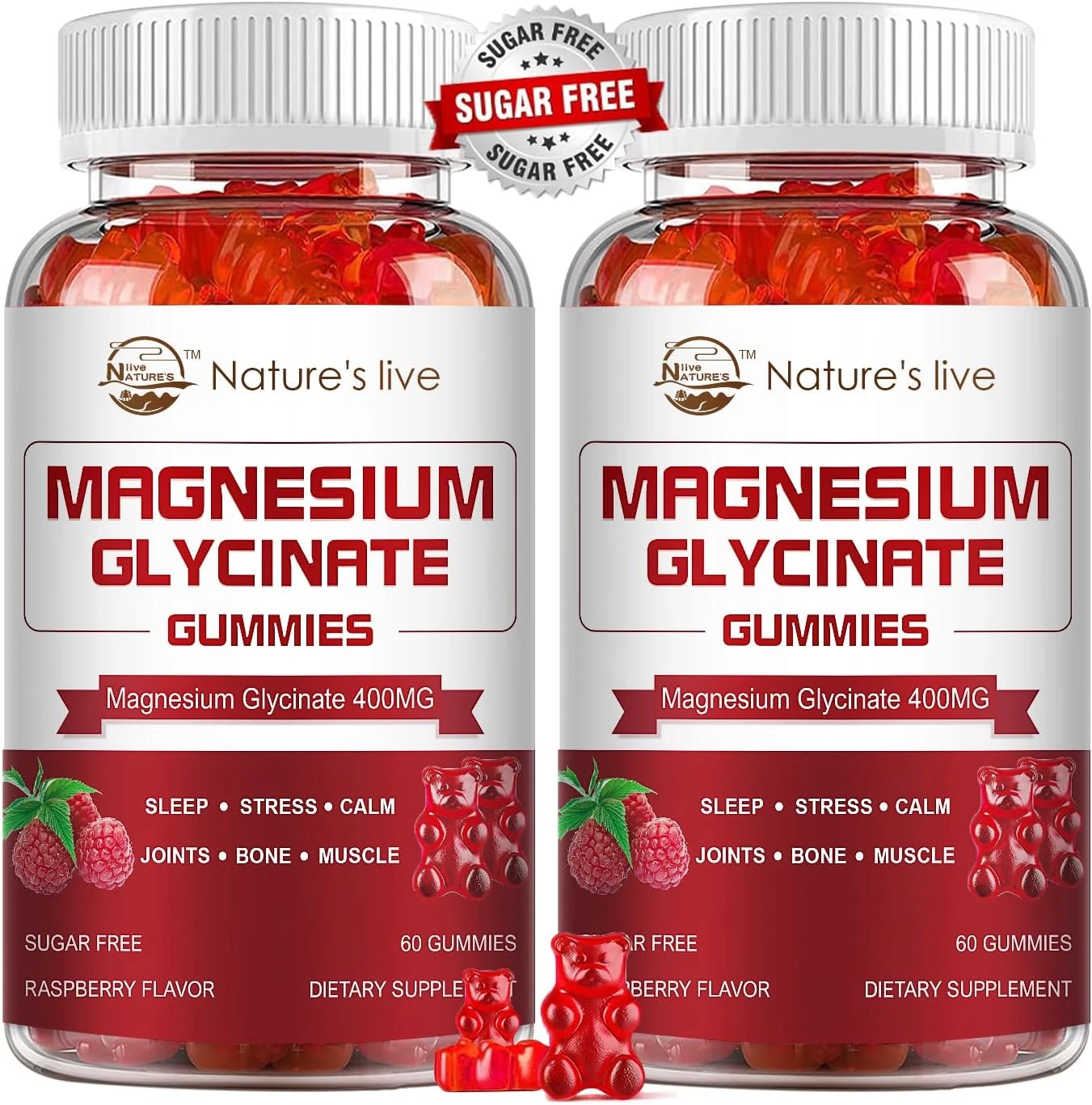 Magnesium Glycinate Gummies 400Mg-Potassium Magnesium Supplement with Magnesi...