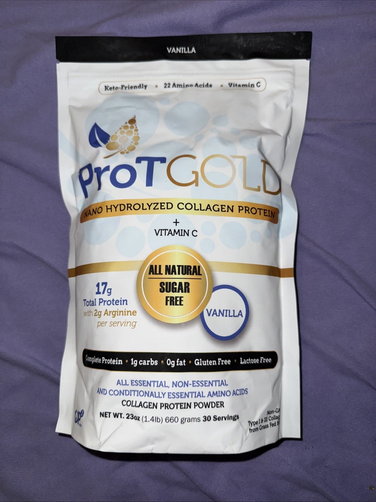 2 X ProT GOLD Collagen Protein Powder Vanilla -- 1.4 lb Exp 8/25