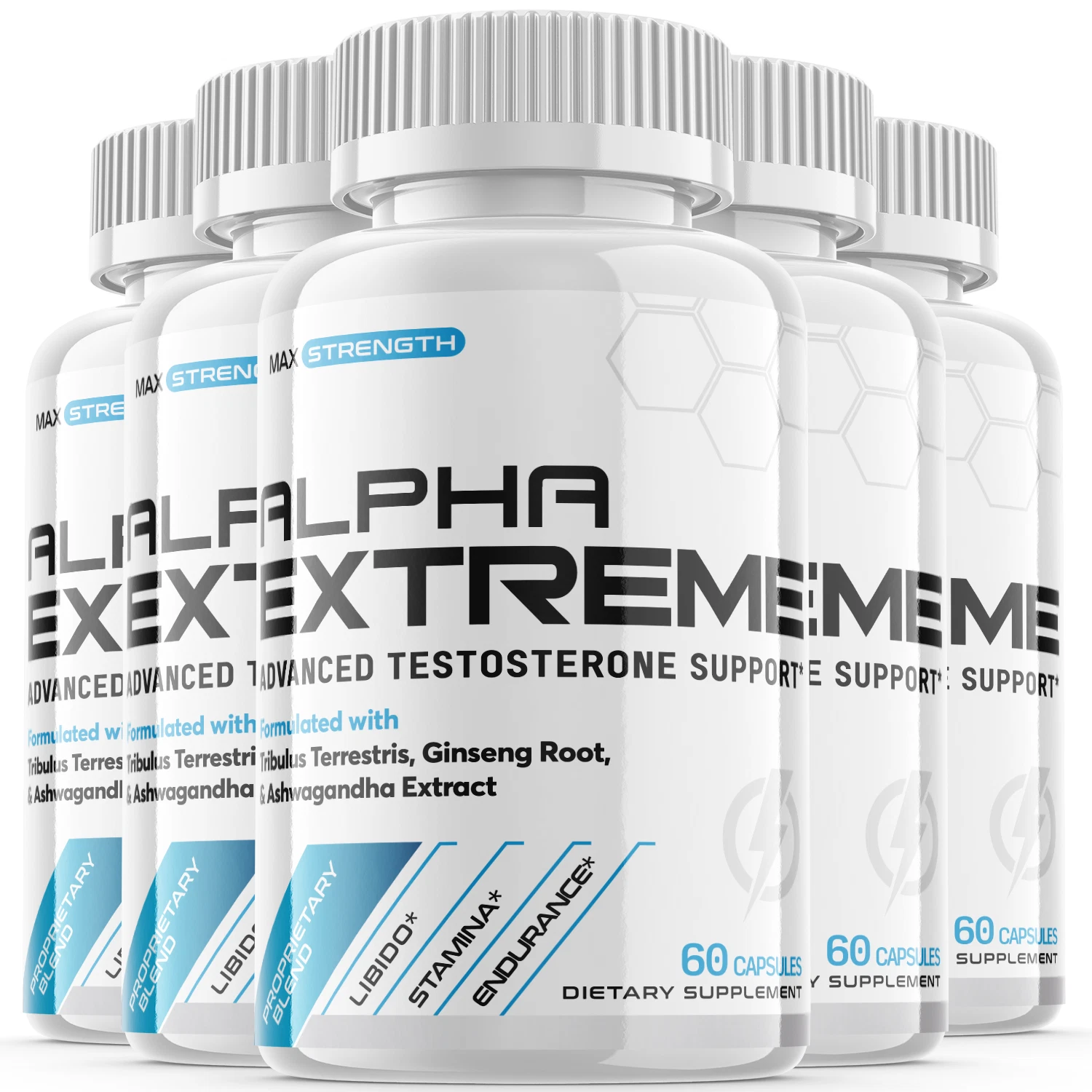 Alpha Extreme - Male Virility - 5 Bottles - 300 Capsules