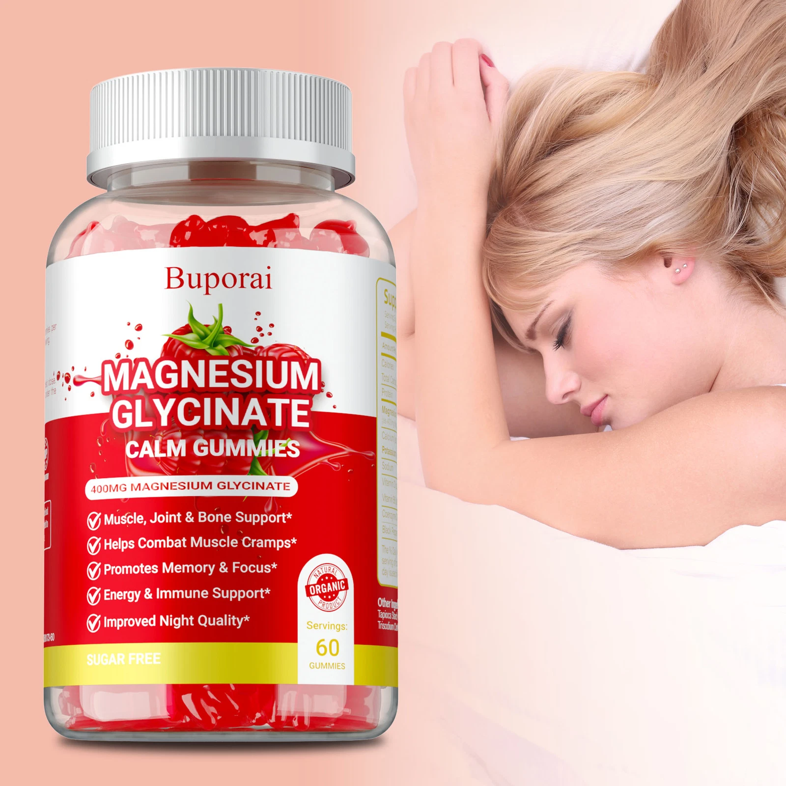 Magnesium Glycinate Gummies - Improved Night Quality,Muscle,Joint & Bone Support